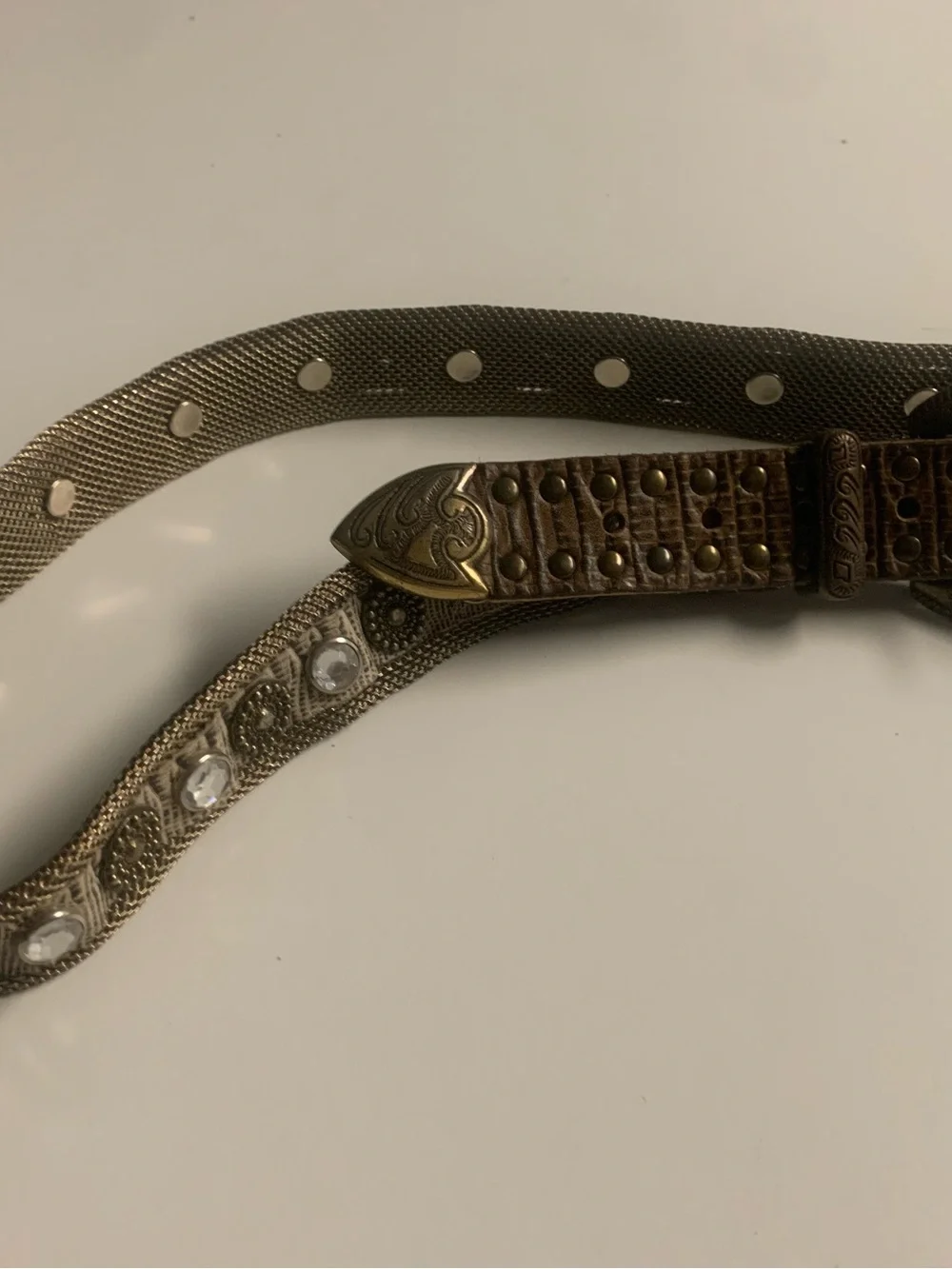 US MECO Paris leather belt with bling